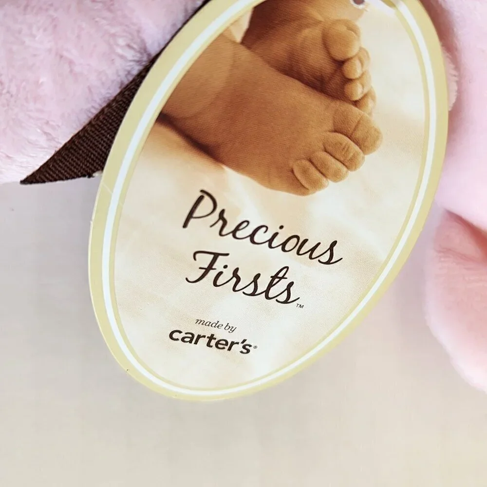 Precious Firsts by Carter's pink elephant lovey security blanket rattle toy